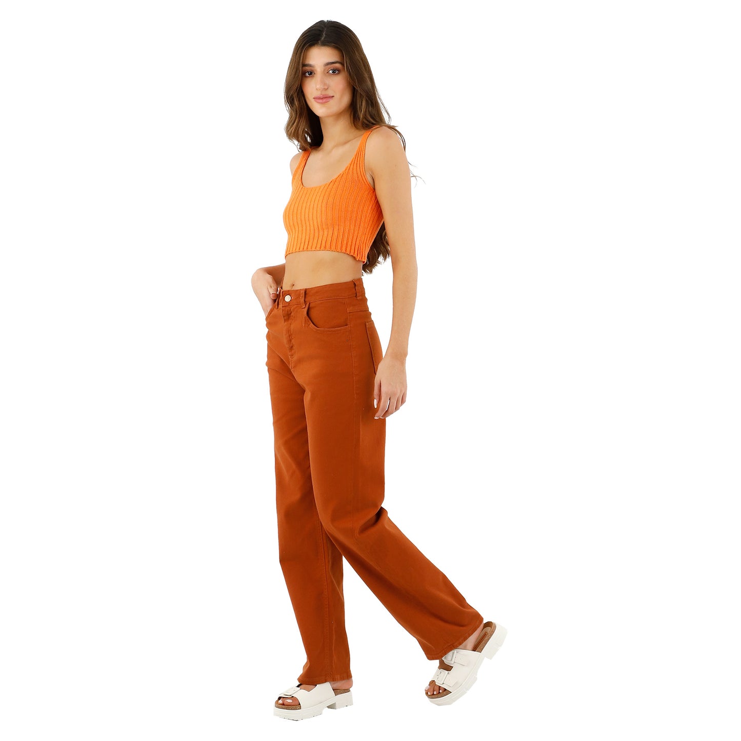 JEANS WIDE NARANJA