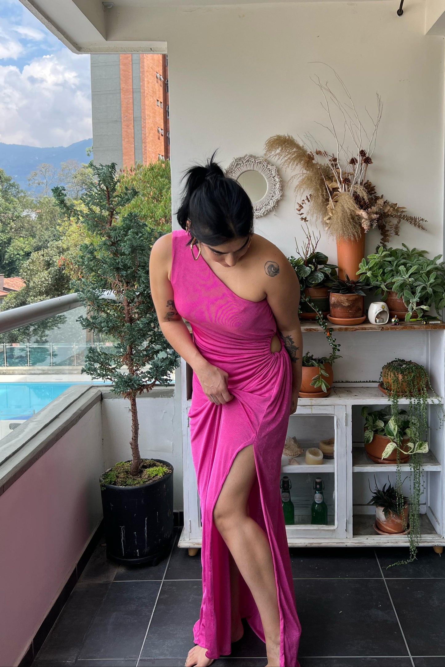 VESTIDO MAGENTA FUCSIA