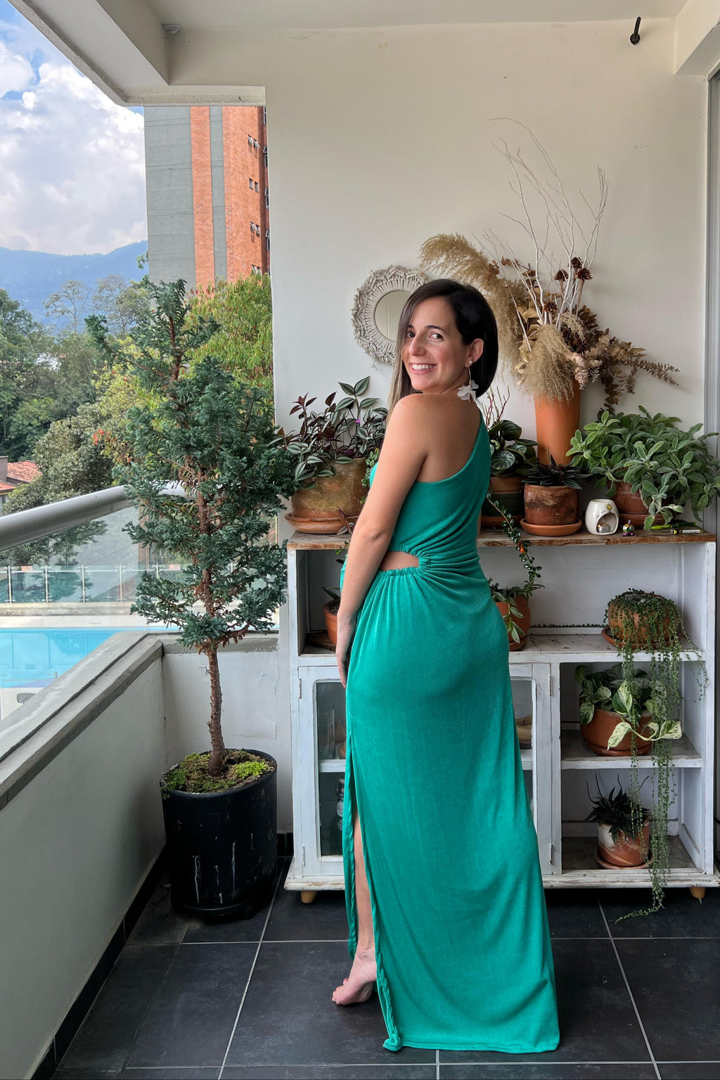 VESTIDO MAGENTA AZUL