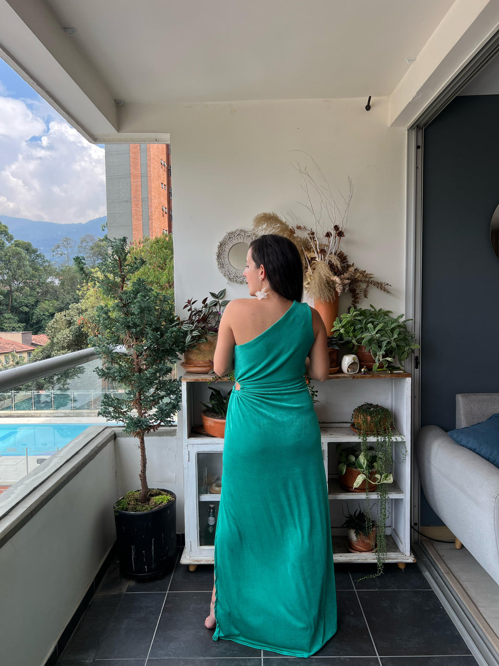 VESTIDO MAGENTA AZUL